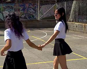 hot colombian college teens skip class for lesbian pussy licking scissoring