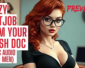 Hot psychiatrist makes you lick her toes and suck while jerking your cock with feet