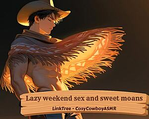 She moans sweetly through lazy weekend sex with boyfriend