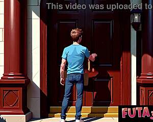 fiery busty redhead futa gulps down that massive throbbing dick whole