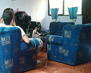 Voyeur Spies on Stepsister Fucking Boyfriend in Living Room While Jerking Off