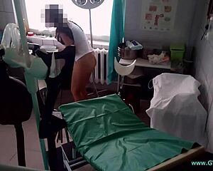 Patient gets intense gyno exam with nurse toys vibrator