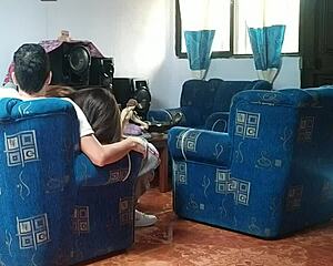 Voyeur Spies on Stepsister Fucking Boyfriend in Living Room While Jerking Off