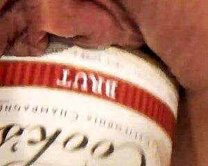 Raven Grey Stretches Skinny Pussy Wide with Thick Bottle in Extreme Solo Fuck