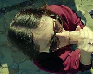 Amateur cutie craves stranger cock for outdoor deepthroat action