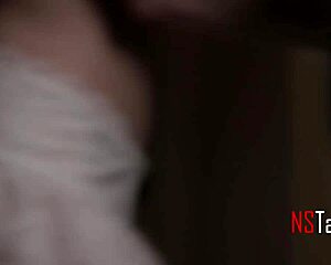 petite redhead babysitter rides married man's cock cowgirl on sofa