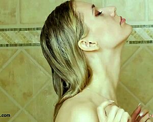blonde model hopeful steps into the shower