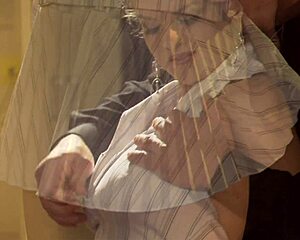 Blonde teen with white skin and shaved pussy rides soldiers' monster cocks cowgirl to doggystyle cumshots