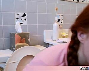 Skinny redhead pigtail teen roughly fucked in tight petite pussy