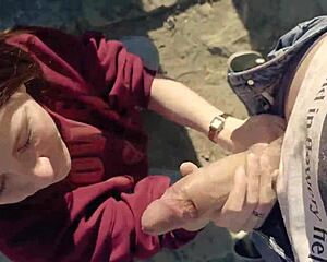 Amateur cutie craves stranger cock for outdoor deepthroat action