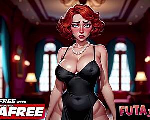 fiery busty redhead futa gulps down that massive throbbing dick whole