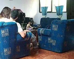 Voyeur Spies on Stepsister Fucking Boyfriend in Living Room While Jerking Off