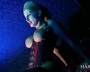 whoa, check out this busty blonde dominatrix in latex bondage deepthroating and fucking birdman's monster cock from harmony vision!