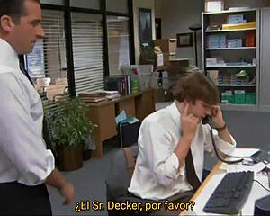 at the office a wild 1x2 creampie threesome goes down with interracial heat