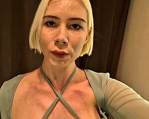 big tits slip into sexy see-through dressing room outfit