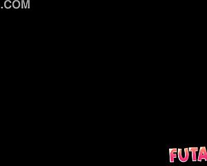 fiery busty redhead futa gulps down that massive throbbing dick whole