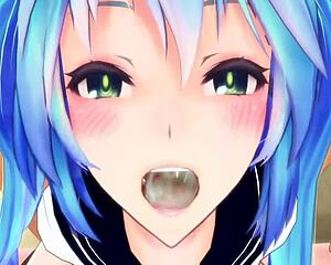 Hatsune Miku Deepthroats And Swallows Cum For Master