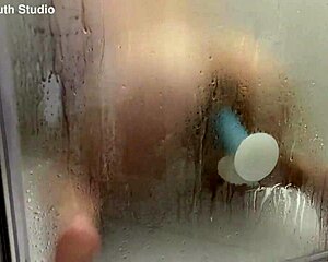 hey check autumn south in the shower masturbating her big tits and ass with a dildo