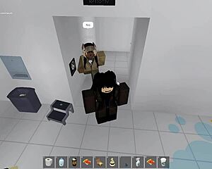 Roblox girl pounded hard in risky public bathroom stall during outdoor fuck session