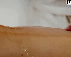 Young Blonde Lika Star Oiled Bent Over Doggystyle Big Cock Masseuse