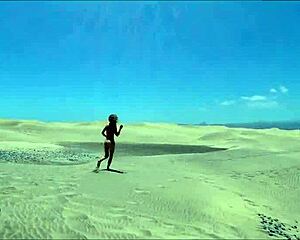 Sasha Bikeeva's Perfect Ass Shakes in Micro-Bikini on Dunes