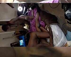 Ebony Latina Girls Spread Legs Back for Creampie Gangbang Train
