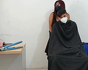 Seductress Hairdresser Craves Client Cocks