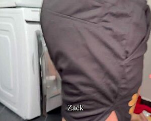 latina stepmom stuck in washer takes stepsons huge cock pounding