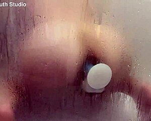 hey check autumn south in the shower masturbating her big tits and ass with a dildo