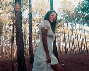 innocent forest walk turns into curvy latina deepthroat gagging on huge black cock rough outdoor