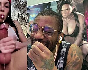 trans punk babe spits on girlcock, cums hands free in tight asian throat