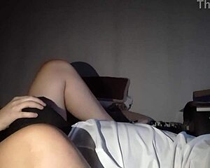 Lesbians sneak pussy licking in dorm after roommates' lights out huge orgasm