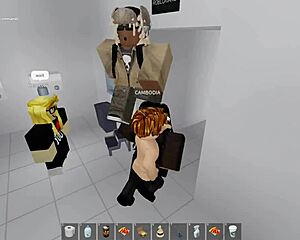 Roblox girl pounded hard in risky public bathroom stall during outdoor fuck session
