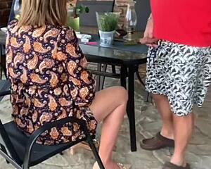 wanna see stepmom and i mutually masturbate outdoors before doggystyle creampie fucking?