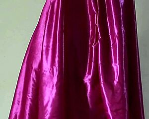 bali girl masturbates pussy spreading in purple silk dress