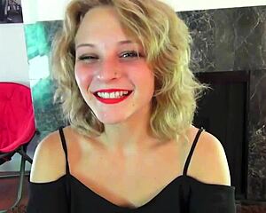 Dare you rim this pretty blonde teen's ass in casting?