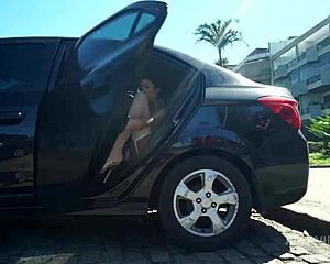 Japanese-Brazilian beauty spotted nearly nude on street before bold encounter with three huge figures