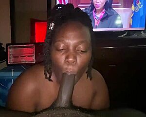 Fat ebony thot screams on big black monster cock sloppy suck