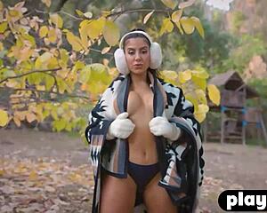 adorable arab milf babe big fake tits striptease outdoors clothes ripped naked body exposed