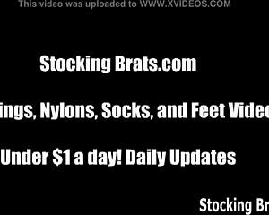 god i get so fucking horny watching her tease in pantyhose stockings