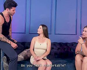 i tag along with my 18-year-old stepdaughter for her wild bisexual ffm casting threesome debut