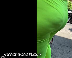 cute latina milf wife flashes see-thru spandex panties for voyeurs