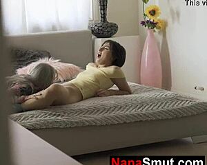 Hot step granny sucks young cock deep before granny pussy gets filled in taboo old young fuck