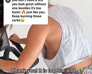 Whoa girl nipslip flashes nipples downblouse during workout!