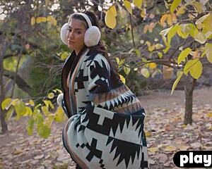 adorable arab milf babe big fake tits striptease outdoors clothes ripped naked body exposed