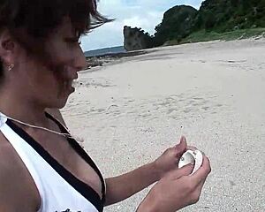 anorexic japanese mature gilf blows stranger pov at beach then intense orgasm uncensored jav