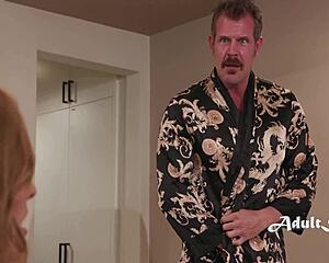 Blonde milf caught cheating on date turns into rough threesome creampie!!