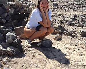 damn this 18yo teen pisses public then blows boyfriend risky camping