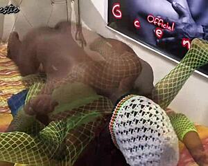 black couple pounds hard in missionary with loud moans and rough orgasms homemade