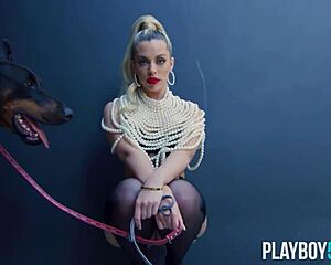 Blonde bombshell teen model Allie Nicole strips and poses her round bubble butt for Playboy centerfold!